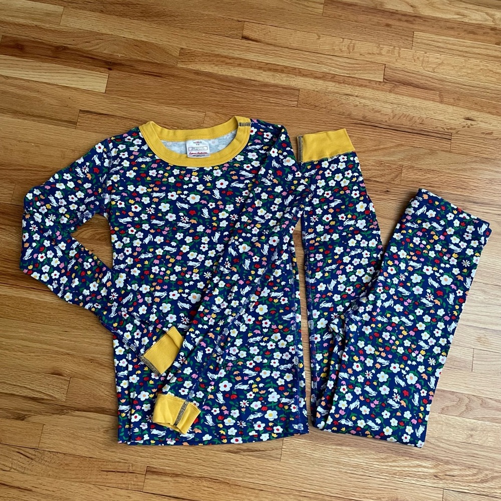Hanna Andersson Spring Floral Long John Pajama Set - girls sz 12 / 150cm